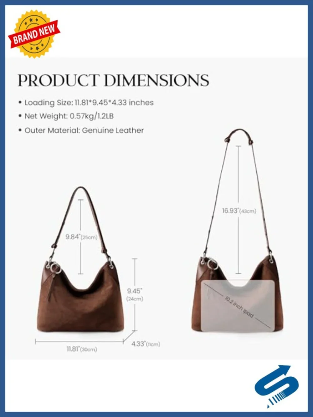 Genuine Leather Hobo Bag Crossbody Purse with Adjustable Strap